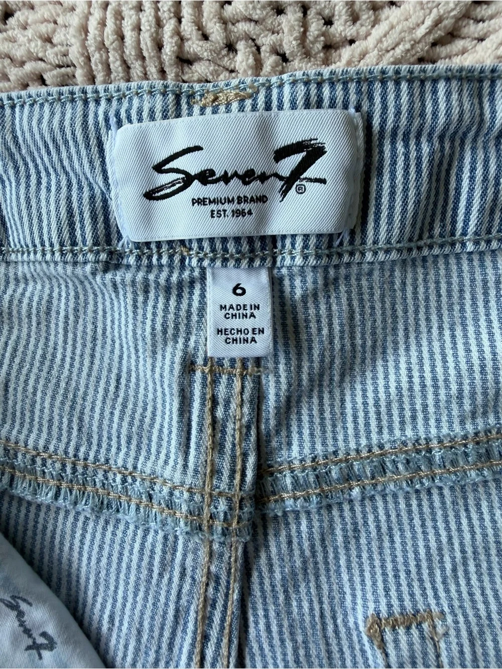 Seven7 Light Blue Pinstriped Denim Shorts size 6